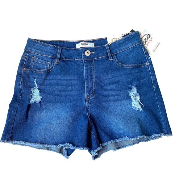 California Vintage Denim Shorts Women Junior 9 Blue Cut Off  Raw Hem Medium Wash - Picture 1 of 10